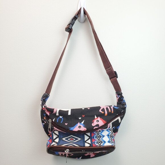 Unionbay Fanny Pack UNICORN Black Pink Rainbow Union Bay Fannie Bag Zip Adjustab - Picture 12 of 13